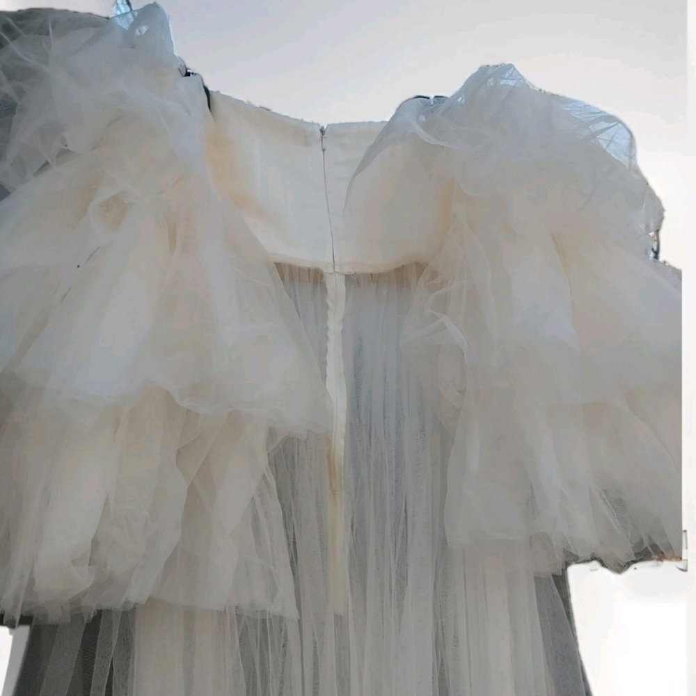 Maternity Photoshoot Gown Tulle Sheer Illusion Soft Feminine Light Blush S/Med - Picture 6 of 13
